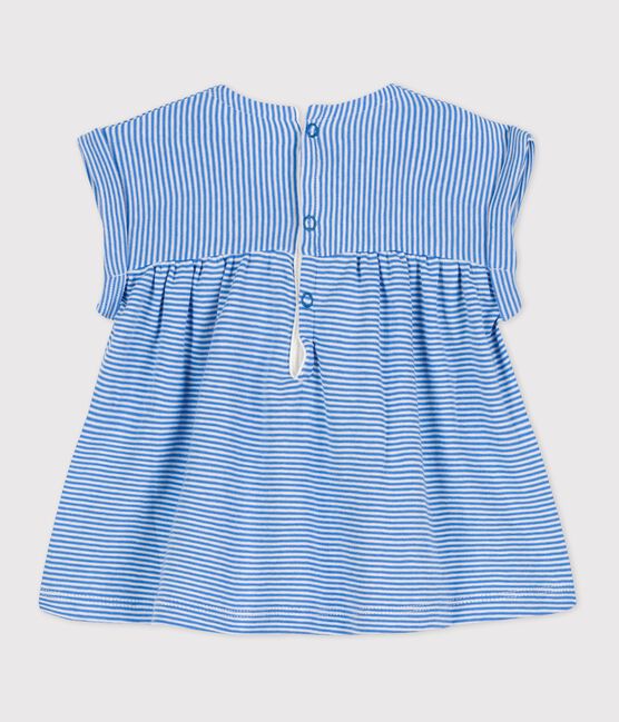 Kurzärmelige Baby-Bluse aus Bio-Baumwolle blau BRASIER/grau MARSHMALLOW