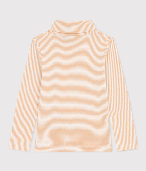 Kinder-Rollkragenshirt aus Baumwolle mit Streifen TOURONE/ MARSHMALLOW