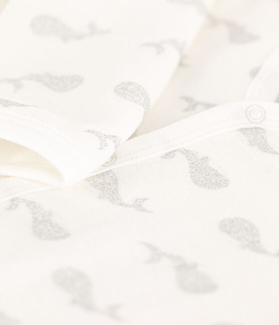 Baby-Strampler aus Nicki weiss MARSHMALLOW/grau ARGENT