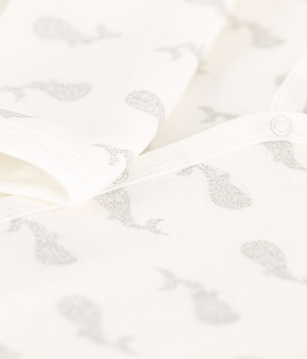 Baby-Strampler aus Nicki weiss/grau