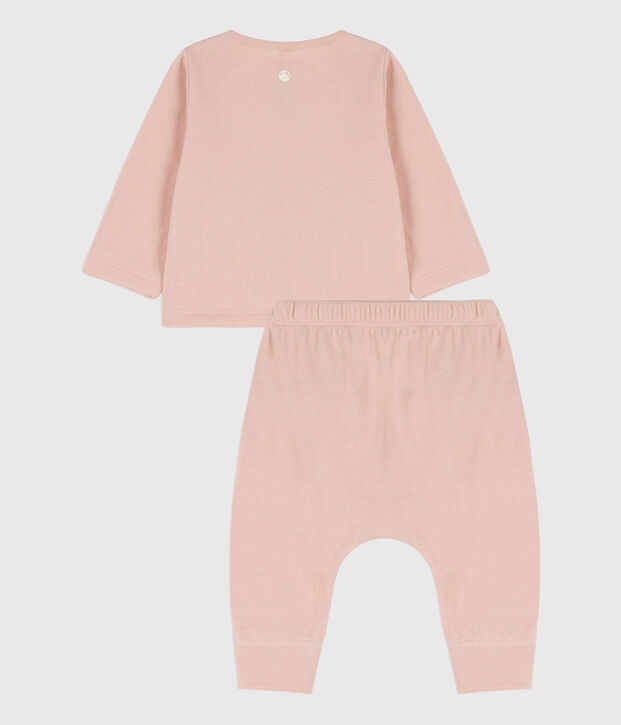 Zweiteiliges Baby-Set aus unifarbenem Bio-Doppeljersey rosa