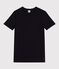 Kurzärmeliges Damen-T-Shirt L'ICONIQUE aus einfarbigem Rippstrick schwarz BLACK