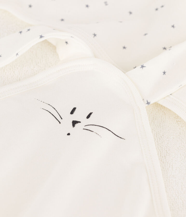 Badetuch und Kuscheltier aus Baumwolle weiss/grau