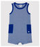 Gestreifter Baby-Kurzoverall aus Rippstrick für Jungen blau SURF/weiss MARSHMALLOW