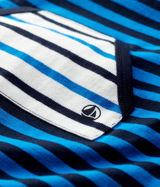 Baby-Kurzoverall aus Baumwolle. blau/blau