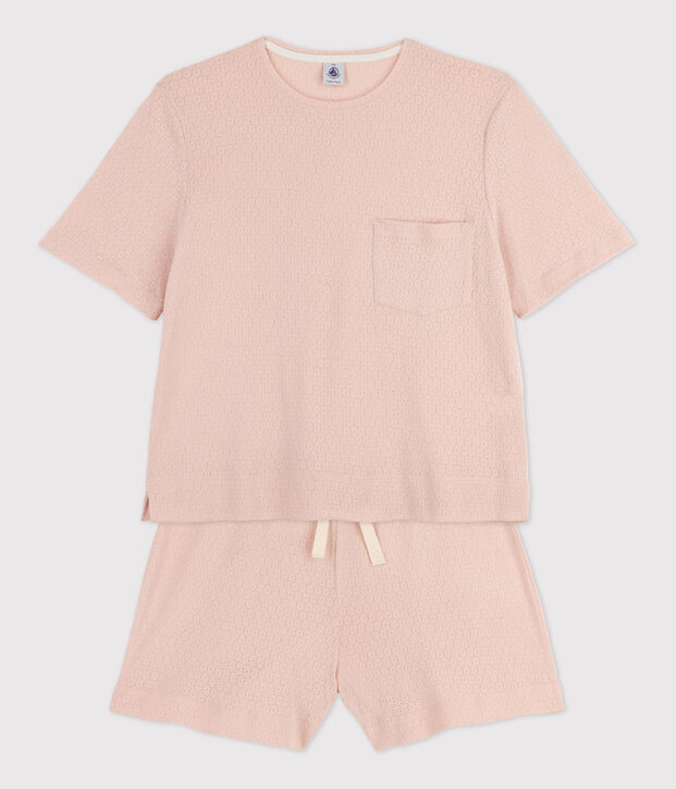 Kurzpyjama aus Baumwolle f&uuml;r Damen rosa