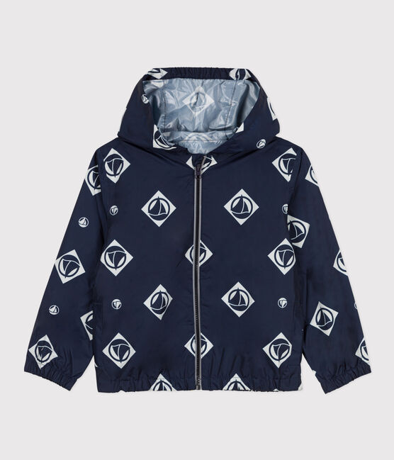 Kinder-Windjacke aus recycltem Material blau MEDIEVAL/weiss MARSHMALLOW