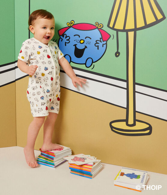 Baby Kurzoverall mit Mr. Men und Little Miss -Print aus Baumwolle weiss MARSHMALLOW/weiss MULTICO