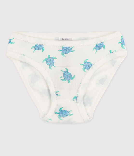 Baumwoll-Slips für Mädchen weiss MARSHMALLOW/blau BLEU/ MULTICO