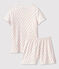 Kinder-Kurzpyjama aus Baumwolle mit rosafarbenem Polka-Dot-Muster für Mädchen weiss MARSHMALLOW/rosa GRETEL