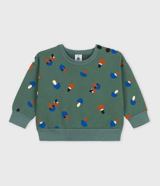 Baby-Sweatshirt aus Baumwolle mit Pilzmotiv grün VALLEE/naturfarben MULTICO