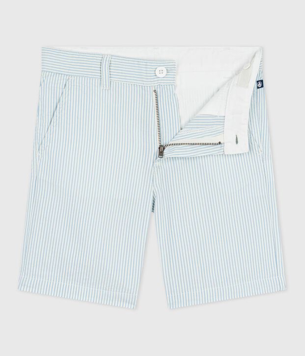 Kinder-Bermudashorts aus Baumwolle mit Streifen blau/blau