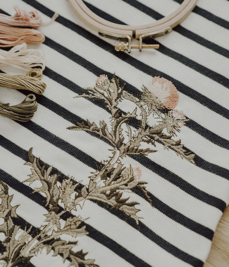 Damen Streifenshirt Petit Bateau Deyrolle weiss/blau