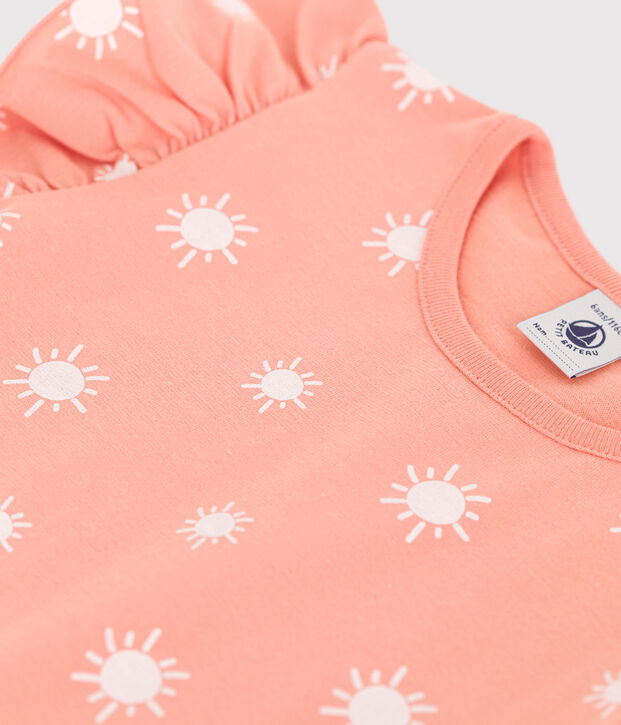 Kurz&auml;rmeliges Kinder-T-Shirt aus bedruckter Baumwolle orange/weiss