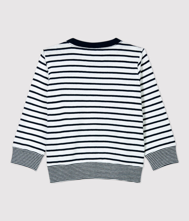 Baby-T-Shirt aus Baumwolle. weiss/blau
