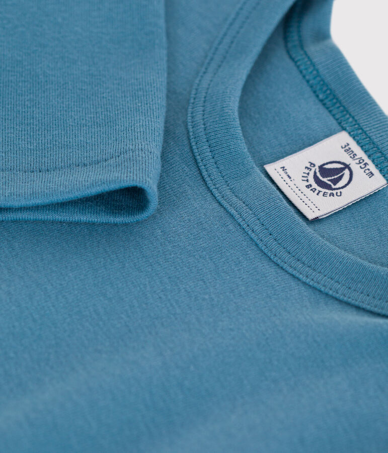Lang&auml;rmeliges T-Shirt aus Baumwolle. blau