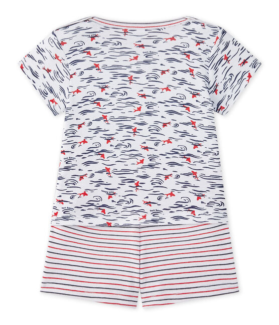 Zweiteiliger kurzer Baby-Jungen-Schlafanzug weiss ECUME/weiss MULTICO
