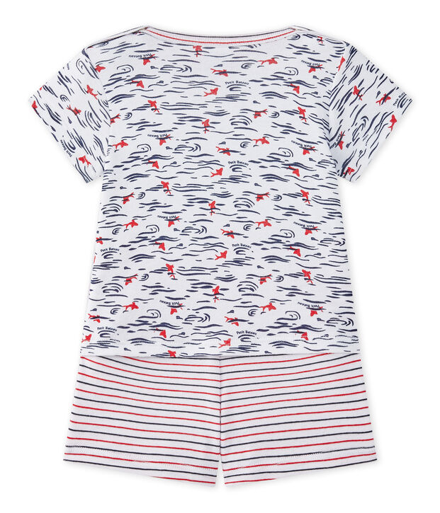 Zweiteiliger kurzer Baby-Jungen-Schlafanzug weiss/vielfarbig