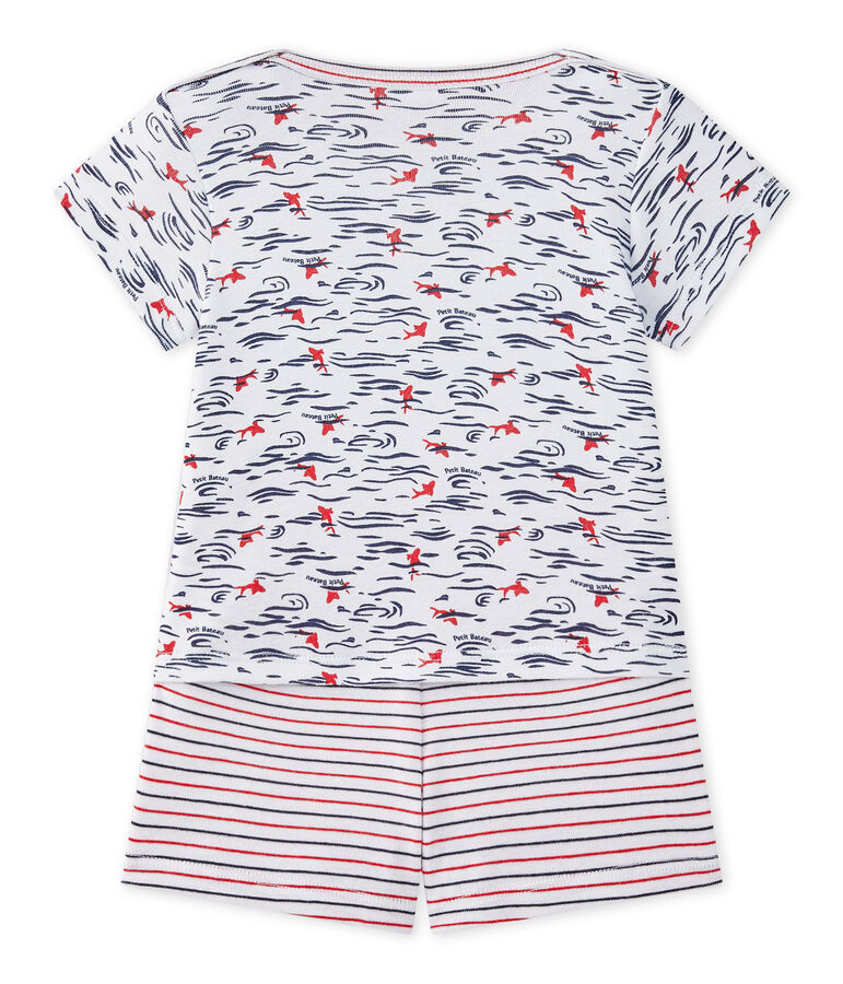 Zweiteiliger kurzer Baby-Jungen-Schlafanzug weiss/vielfarbig