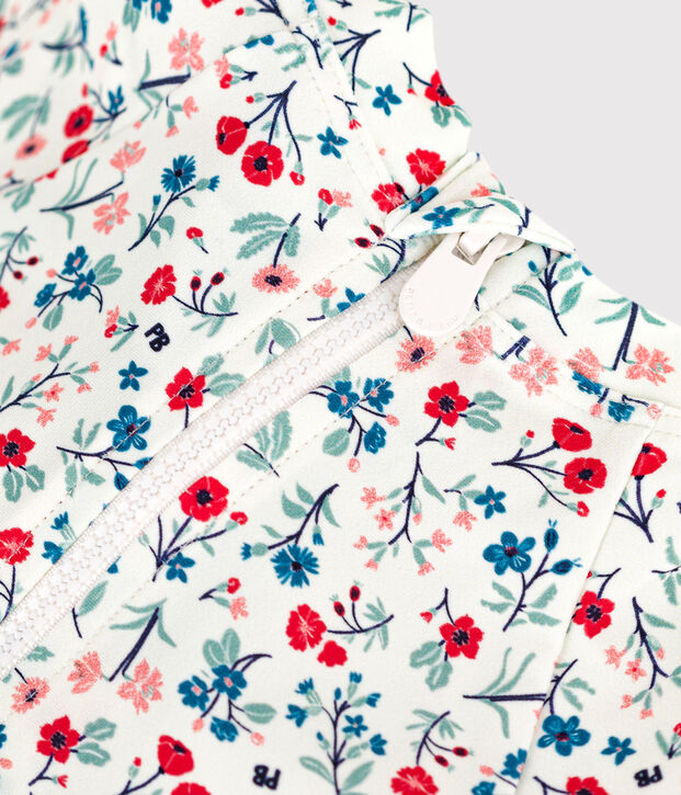 Baby-T-Shirt mit UV-Schutz, Blumenmuster weiss/vielfarbig