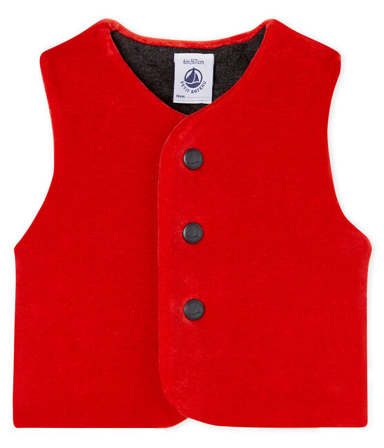 Ärmellose Baby-Strickjacke für Jungen rot TERKUIT