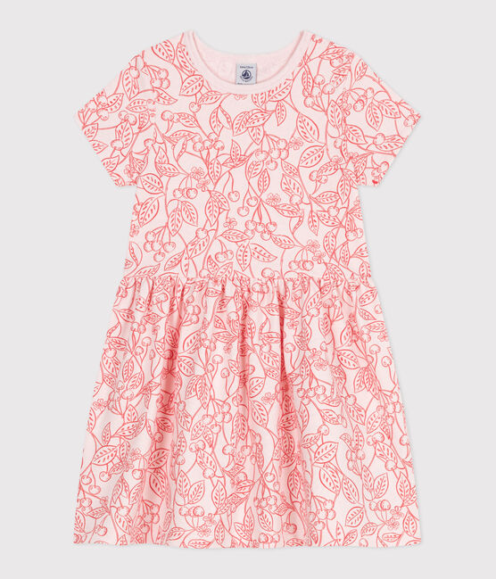 Kurzärmeliges Kinder-Kleid aus bedruckter Baumwolle rosa FLEUR/ SPI
