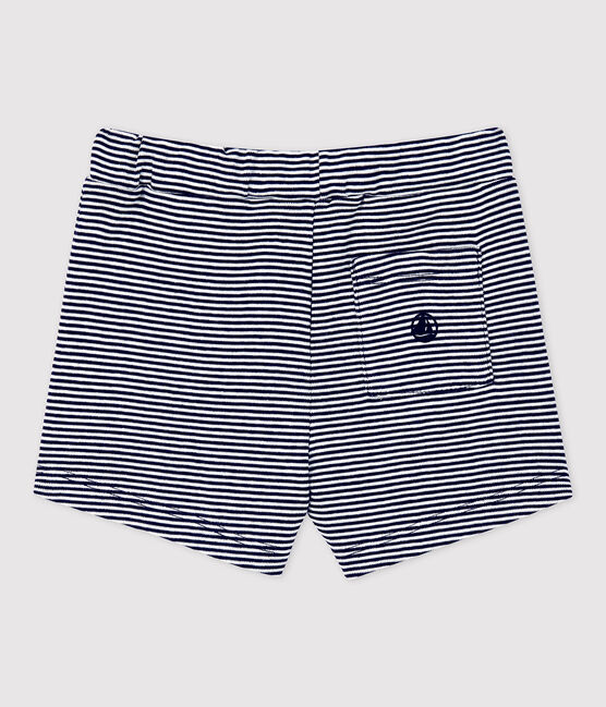 Baby-Shorts aus Bio-Baumwolle mit Ringelstreifen blau SMOKING/weiss MARSHMALLOW