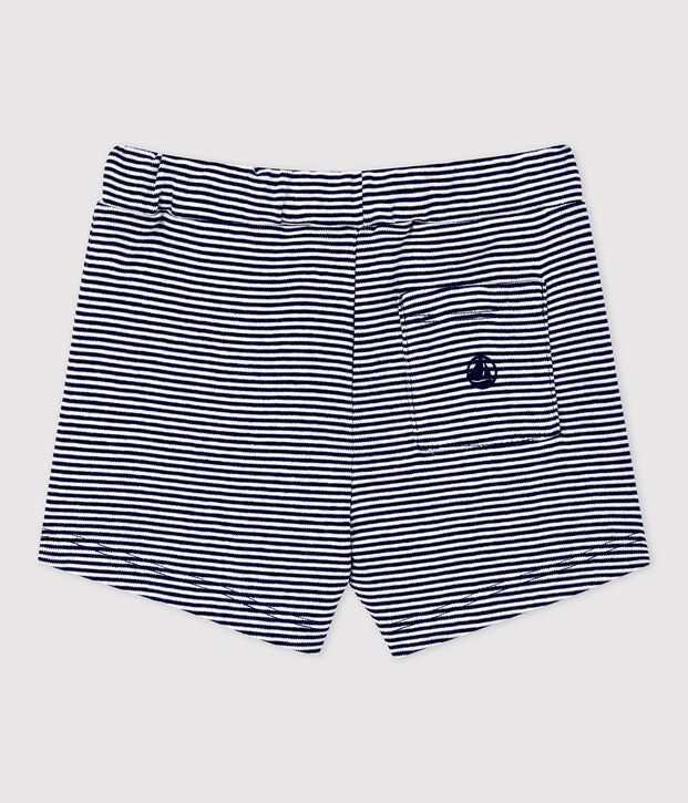 Baby-Shorts aus Bio-Baumwolle mit Ringelstreifen blau/weiss