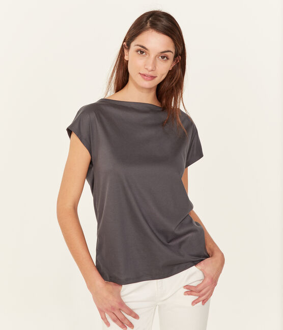 Kurzärmeliges damen-t-shirt sea island aus baumwolle grau MAKI