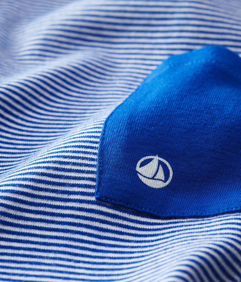 Gestreifter Baby-Kurzoverall aus Rippstrick f&uuml;r Jungen blau/weiss