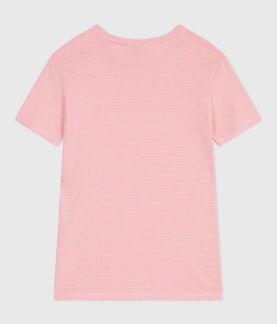 Kurzärmeliges Damen T-Shirt aus Baumwolle mit Streifen rosa GRETEL/weiss MARSHMALLOW