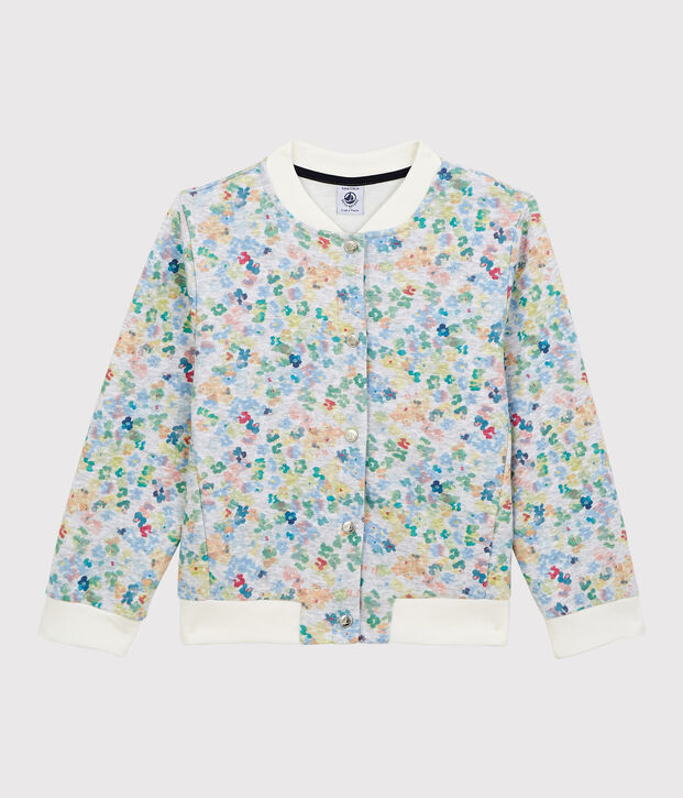 Kinder College-Jacke aus Jersey f&uuml;r M&auml;dchen grau/vielfarbig