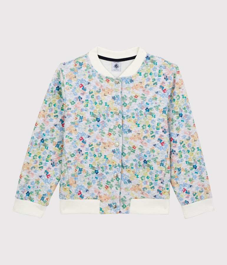 Kinder College-Jacke aus Jersey f&uuml;r M&auml;dchen grau/vielfarbig