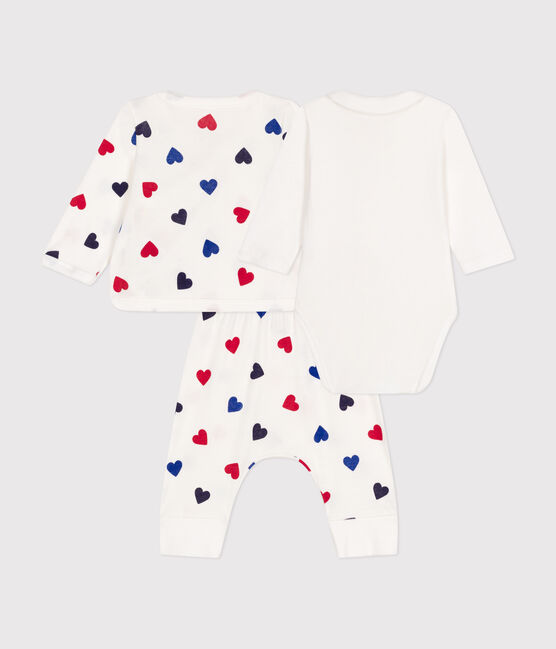3-teiliges Baby-Set aus Baumwolle weiss MARSHMALLOW/weiss MULTICO