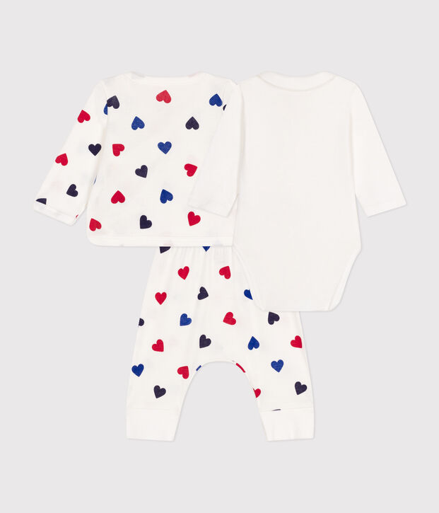 3-teiliges Baby-Set aus Baumwolle weiss/vielfarbig