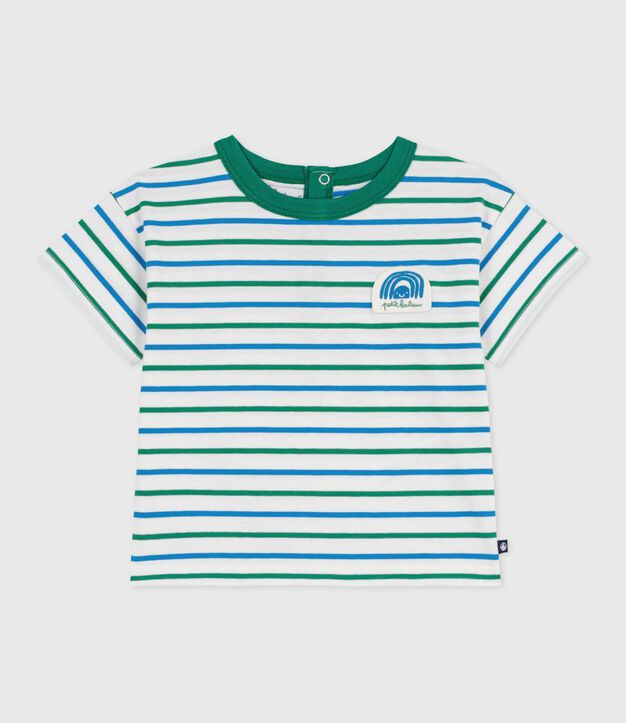 Kurz&auml;rmeliges Baby-T-Shirt aus Baumwolle mit Streifen weiss/vielfarbig
