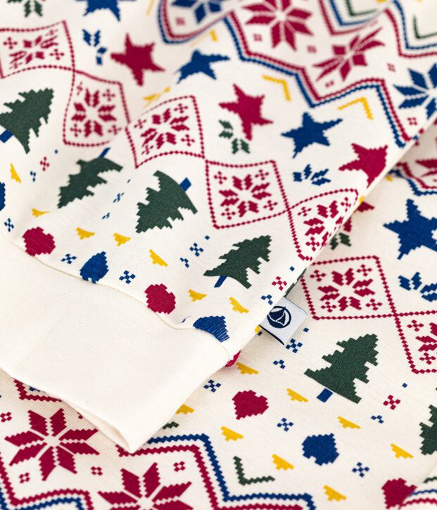 Damen-Pyjama aus Baumwolle mit Weihnachtsmuster naturfarben/vielfarbig