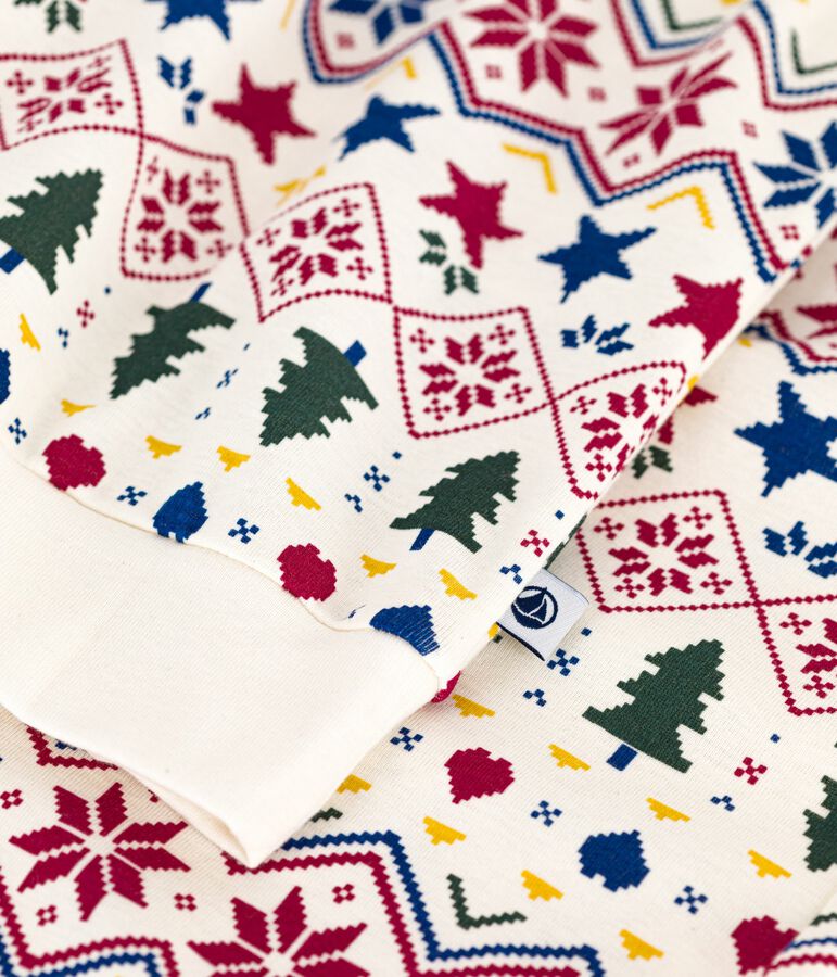 Damen-Pyjama aus Baumwolle mit Weihnachtsmuster naturfarben/vielfarbig