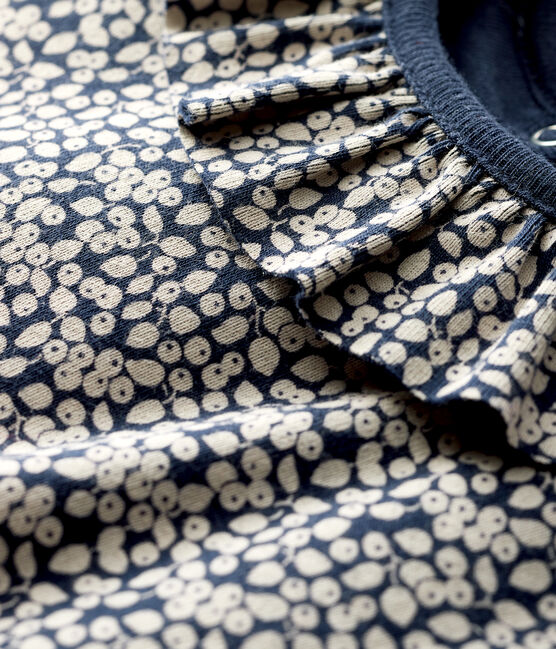 Langärmelige Baby-Bluse für Mädchen blau SMOKING/weiss MARSHMALLOW