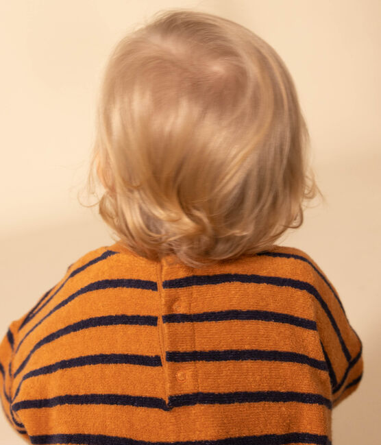 Baby-Sweatshirt aus gestreiftem Bouclé-Frottier ECUREUIL/ SMOKING