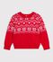 Kinder-Jacquardpullover aus Wolle und Baumwolle rot/vielfarbig