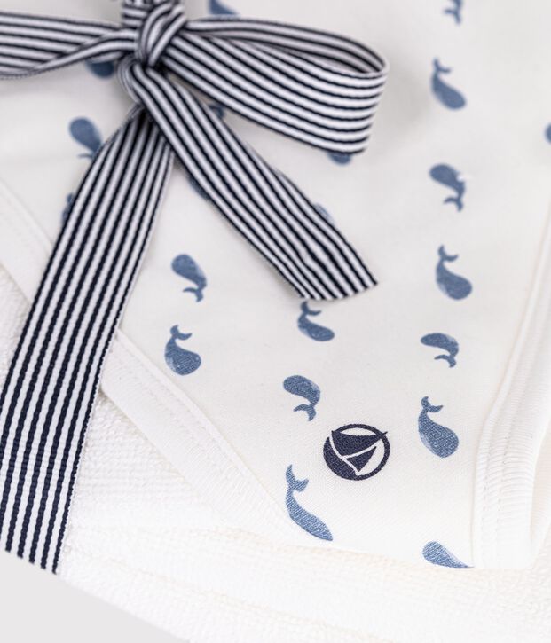 Viereckiges Baby-Badetuch aus Baumwolle blau/blau