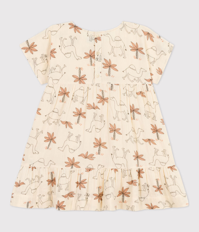 Kurz&auml;rmeliges Kleid aus Baumwollgaze f&uuml;r M&auml;dchen weiss AVALANCHE/ MULTICO