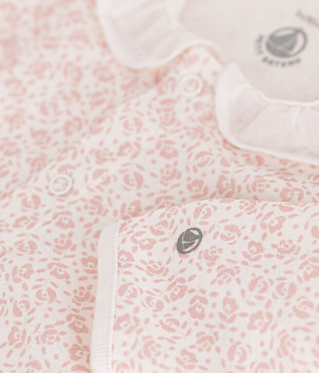 Baby-Strampler aus Baumwolle mit Blumenprint weiss/rosa