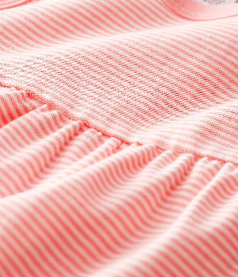 &Auml;rmelloses gestreiftes Baby-Kleid f&uuml;r M&auml;dchen rosa/weiss