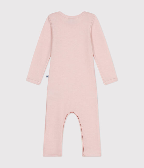 Baby-Body mit langen Beinen aus Wolle und Baumwolle rosa SALINE