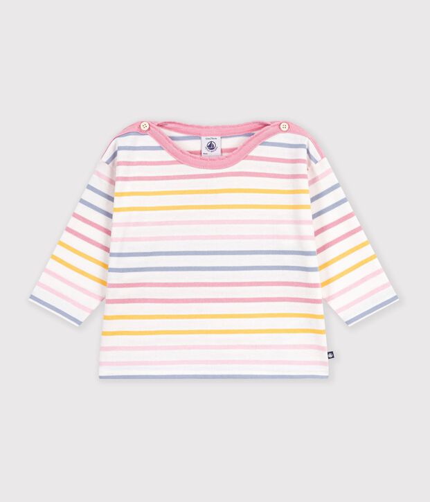 Baby-Streifenshirt Marini&egrave;re aus Baumwolle weiss/vielfarbig