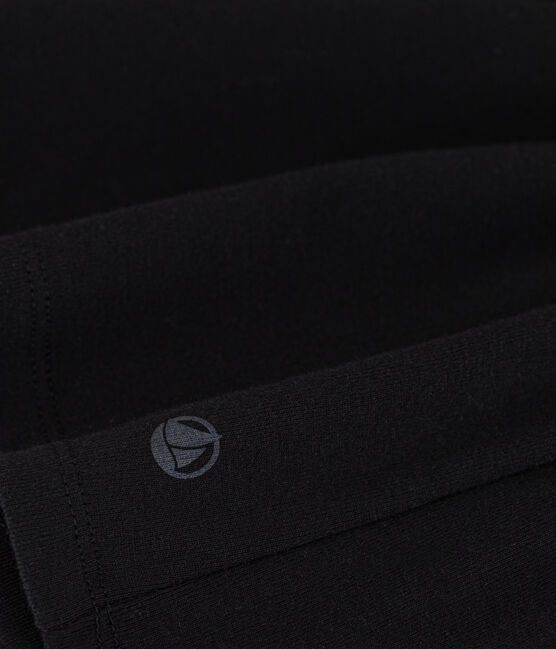 Langärmeliges Damen-T-Shirt L'Iconique aus einfarbigem Rippstrick schwarz BLACK