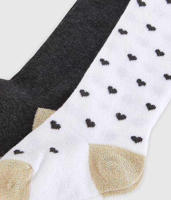 2er-Set Baby-Strumpfhosen für Mädchen weiss MARSHMALLOW/weiss MULTICO