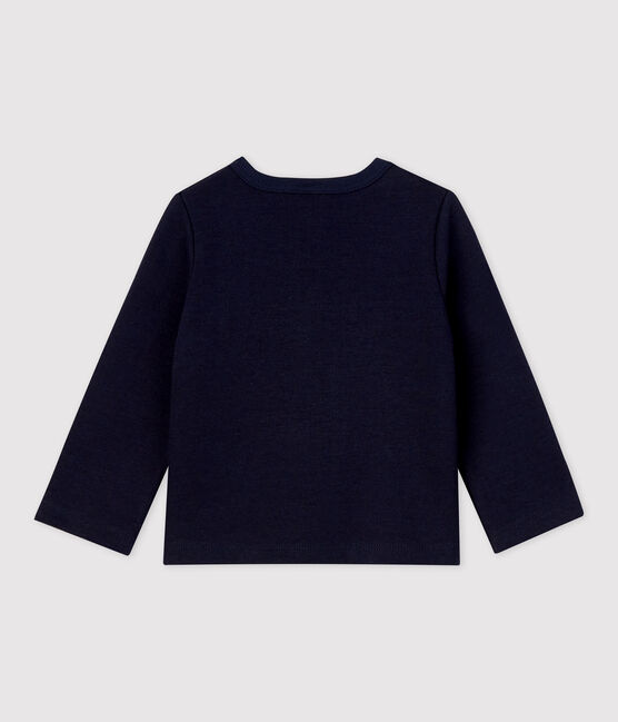 Baby-Cardigan aus dickem, unifarbenem Bio-Jersey blau SMOKING
